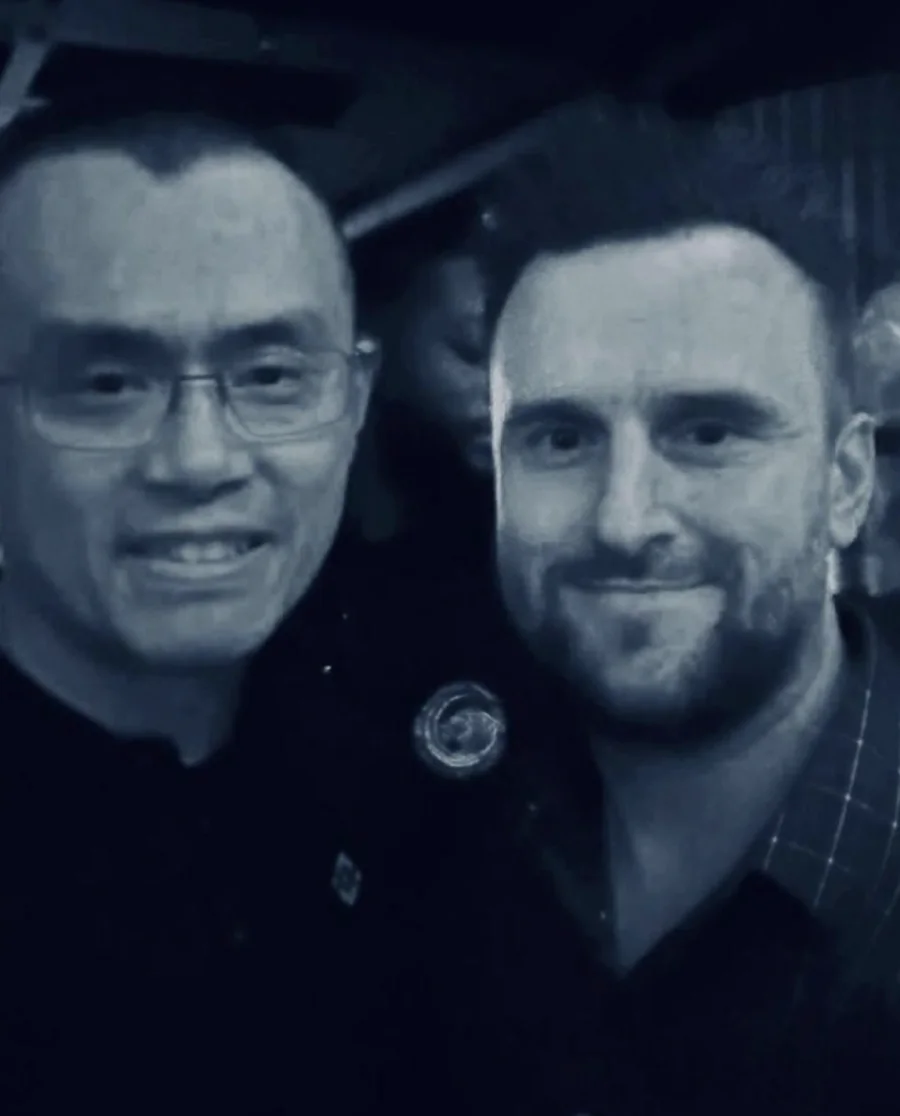Oleg Cherkas with Changpeng Zhao, founder of Binance